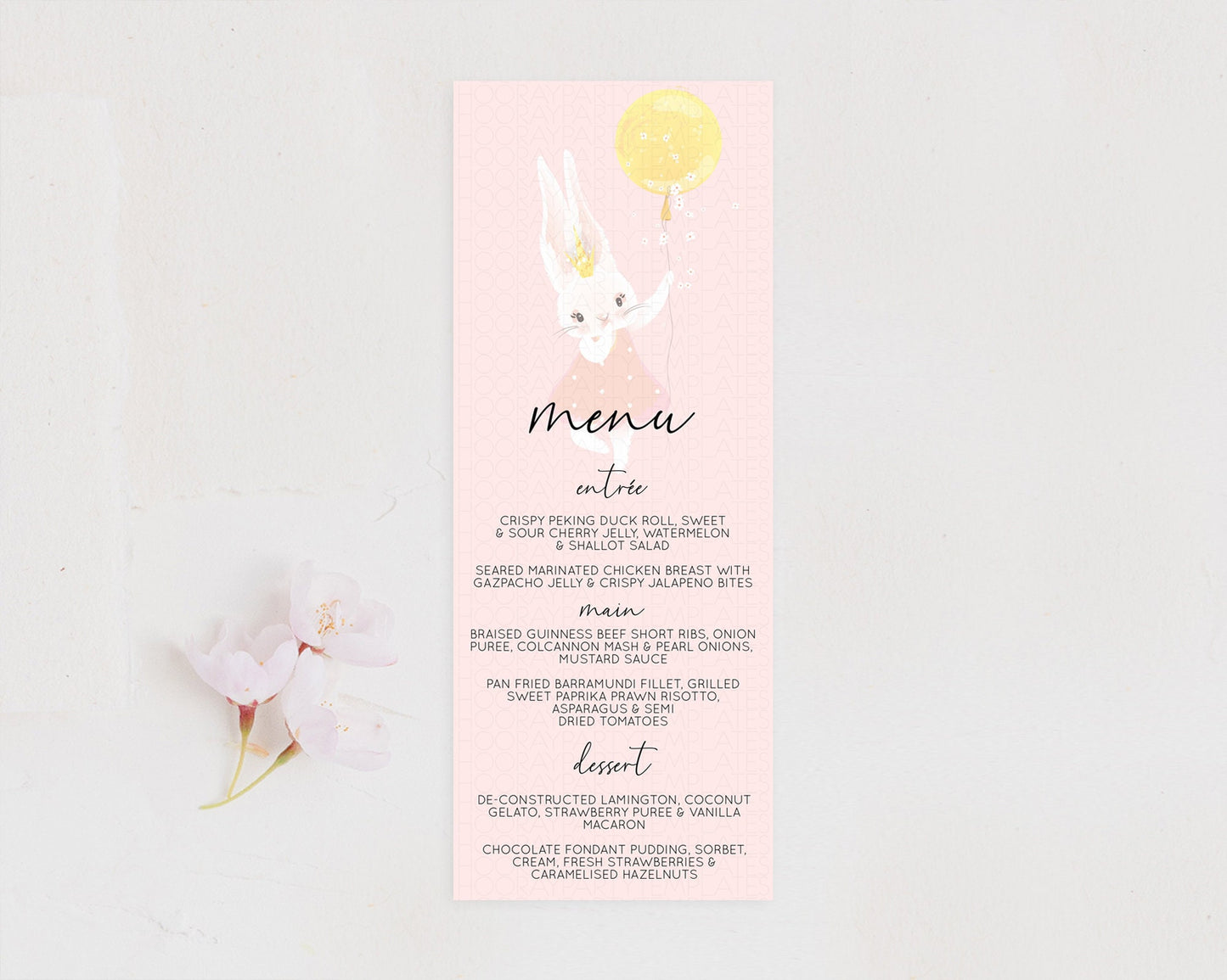 Bunny Menu Bunny Balloon Menu Template Colorful Pastel Confetti Table Decor Sprinkles Bunny Dinner Dessert Menu Party Food Menu D10219