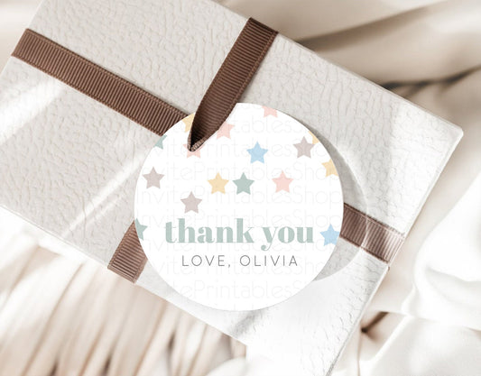 Star Thank You Gift Tags Pastel Stars Thank You Tags Shooting Star Rainbow Colorful Confetti Twinkle Little Star First Birthday Tags D10795