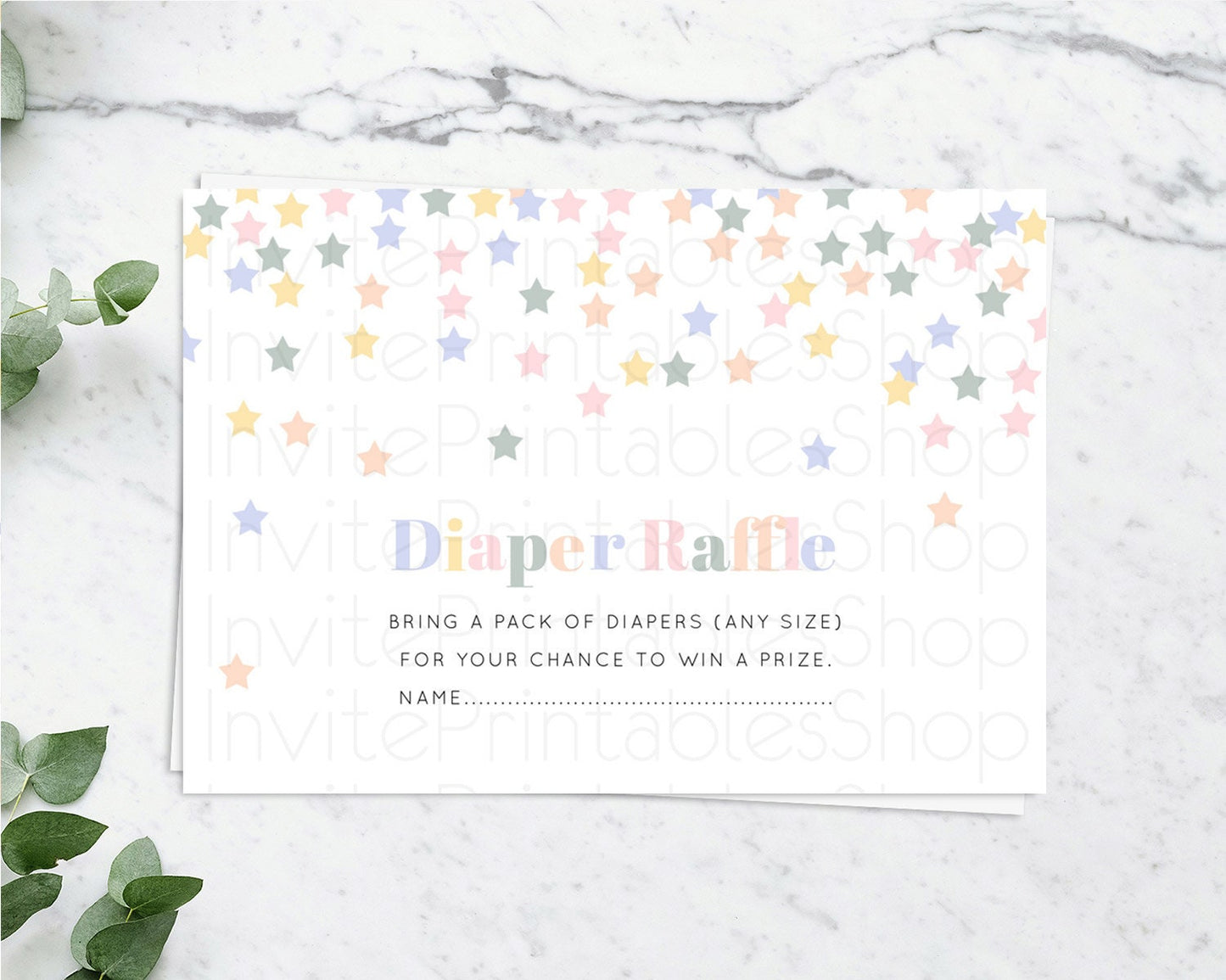 Pastel Star Diaper Raffle Card Shooting Star Diaper Raffle Insert Twinkle Little Star Diaper Ticket Rainbow Confetti Raffle Game D10795