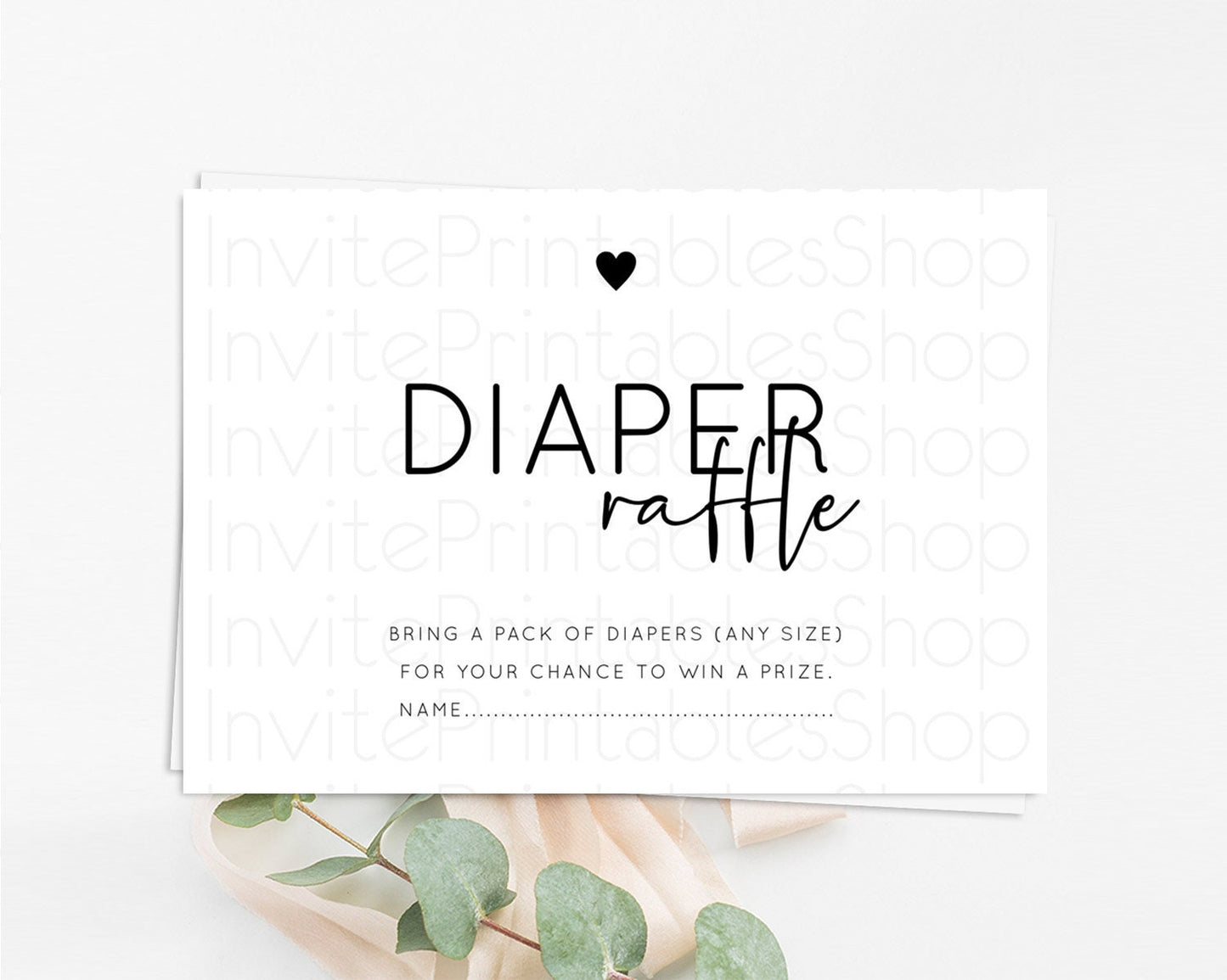 Minimalist Baby Shower Diaper Raffle Insert Simple White Diaper Raffle Insert Minimal White Diaper Ticket Modern White Raffle Game D10955