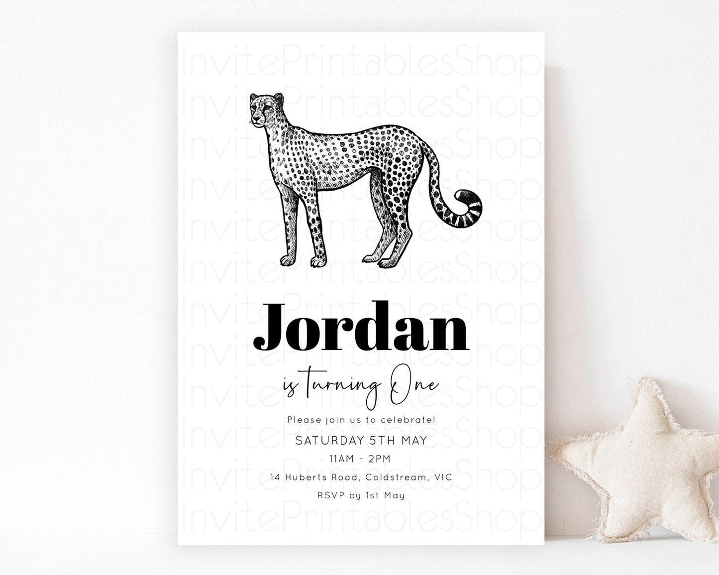 Cheetah Birthday Invitation Cheetah Invitation Cheetah Birthday Cheetah Safari Adventure Invite Cheetah Palm Leaf Invite Zoo Party D10290