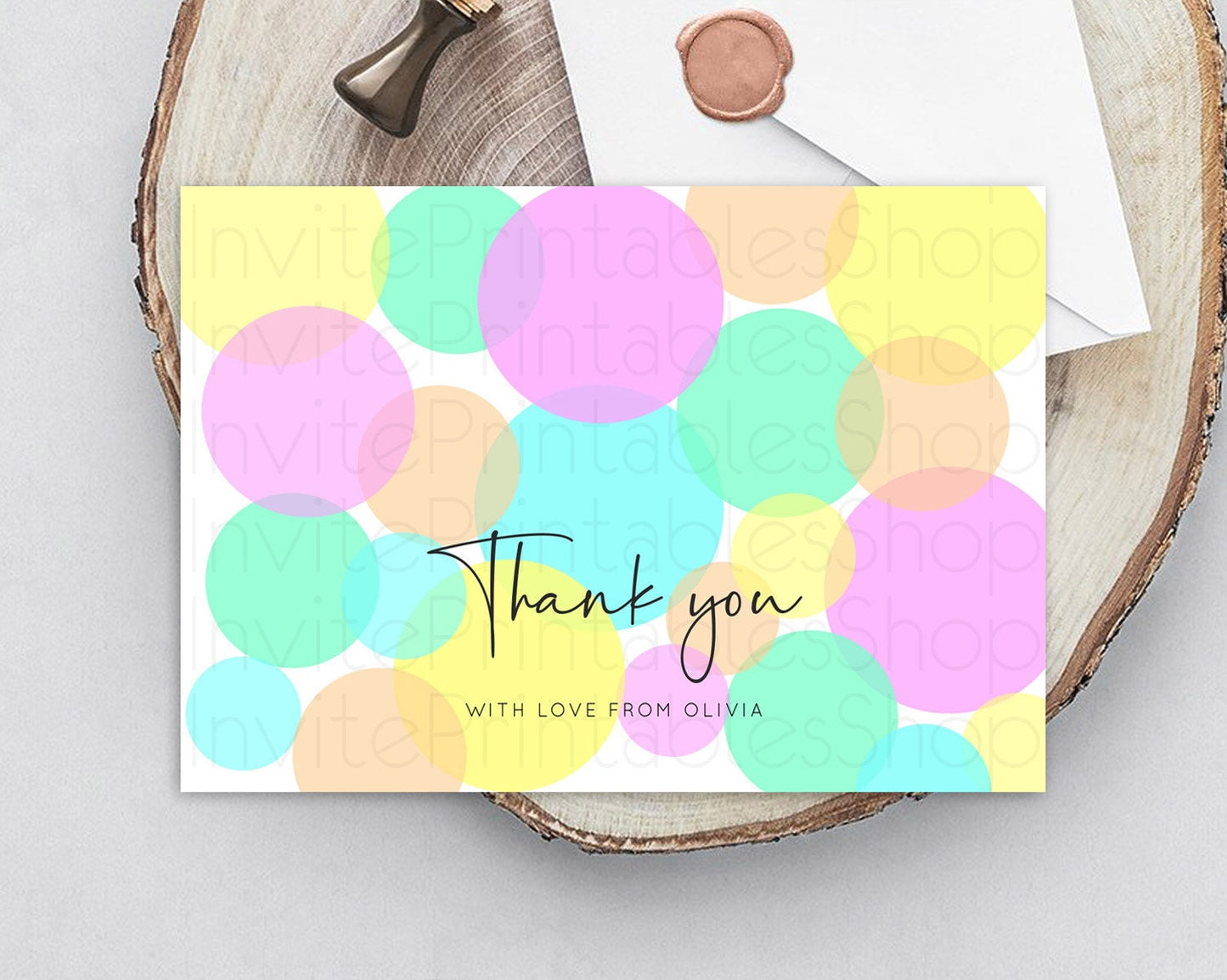 Rainbow Thank You Pastel Thank You Card Pastel Rainbow Birthday Thank You Confetti Colorful Pastel Cards Teacher Thank You Cards D10409