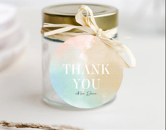 Pastel Thank You Tags Rainbow Thank You Gift Tags Colorful Pastel Favor Tags Confetti Watercolor Pastel First Birthday Thank You D10370