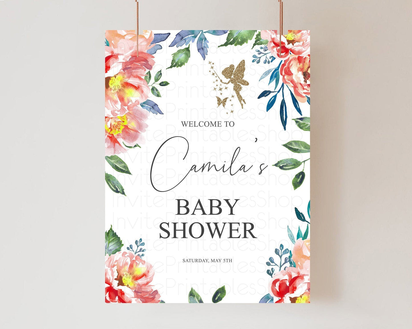 Fairy Baby Shower Welcome Sign Fairy Welcome Board Enchanted Garden Pastel Floral Butterfly Decor Secret Garden Fairy Welcome Sign D10752