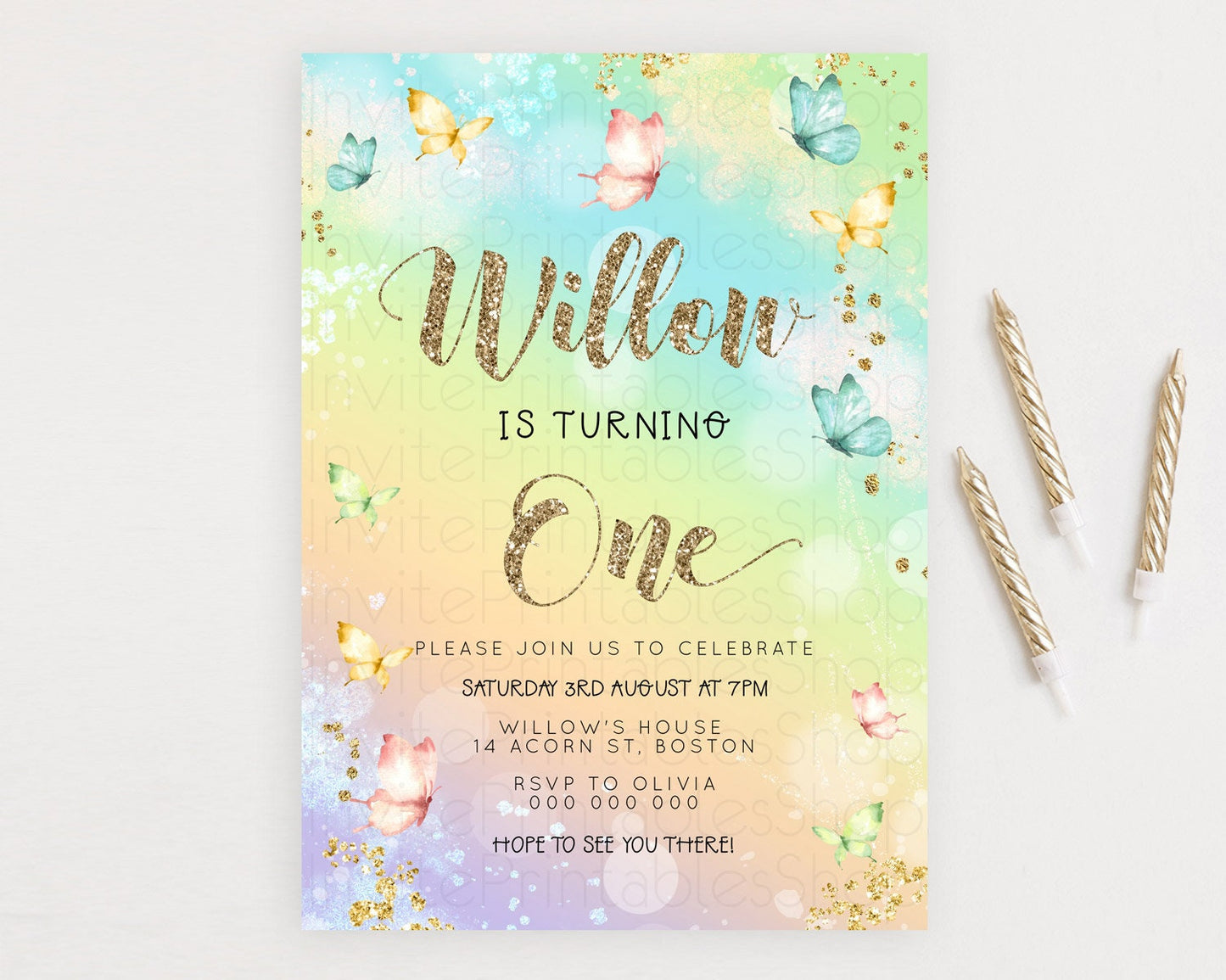 Editable Pastel Butterfly Birthday Invitation Butterfly Birthday Invitation