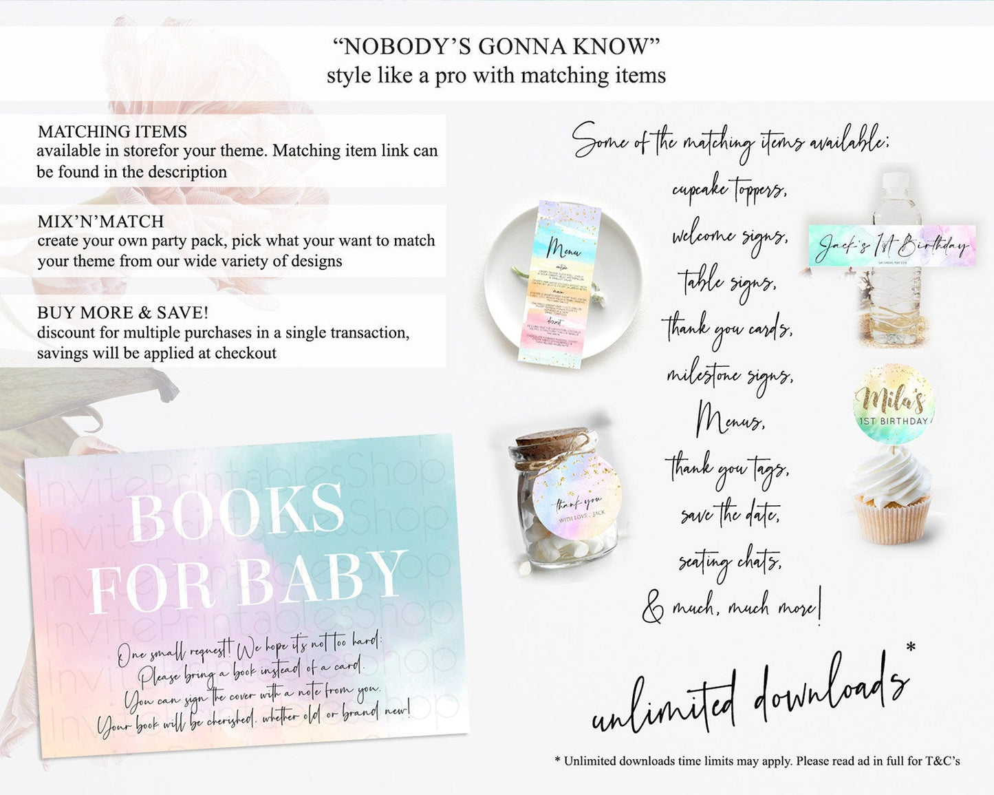 Pastel Books For Baby Card Pastel Rainbow Book Insert Colorful Ombre Watercolor Book Card Confetti Glitter Baby Book Poem Request D10375