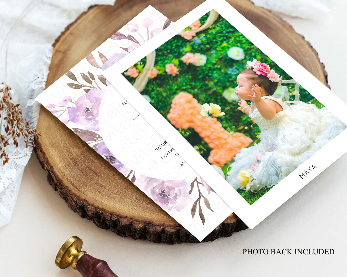Secret Garden Baptism Invitation Wildflower Baptism Birthday Invite Pastel Flowers Christening Invite Enchanted Garden Boho Floral D10201