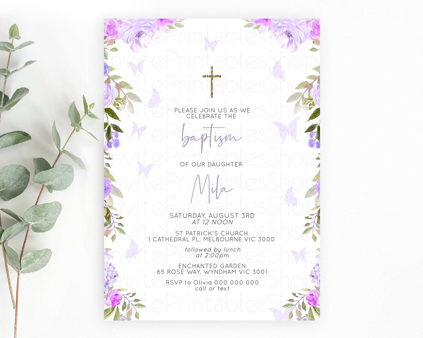 Secret Garden Baptism Invitation Wildflower Baptism Birthday Invite Pastel Flowers Christening Invite Enchanted Garden Boho Floral D10719