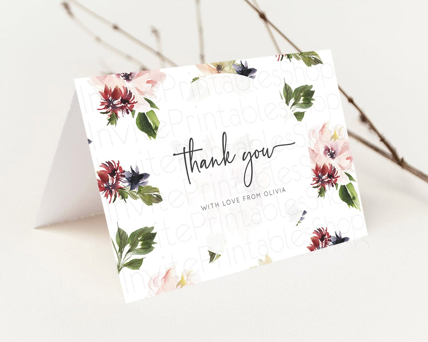 Secret Garden Thank You Wildflower Thank You Card Pastel Flower Garden Birthday Thank You Card Boho Floral Teacher Thank You Card D10538