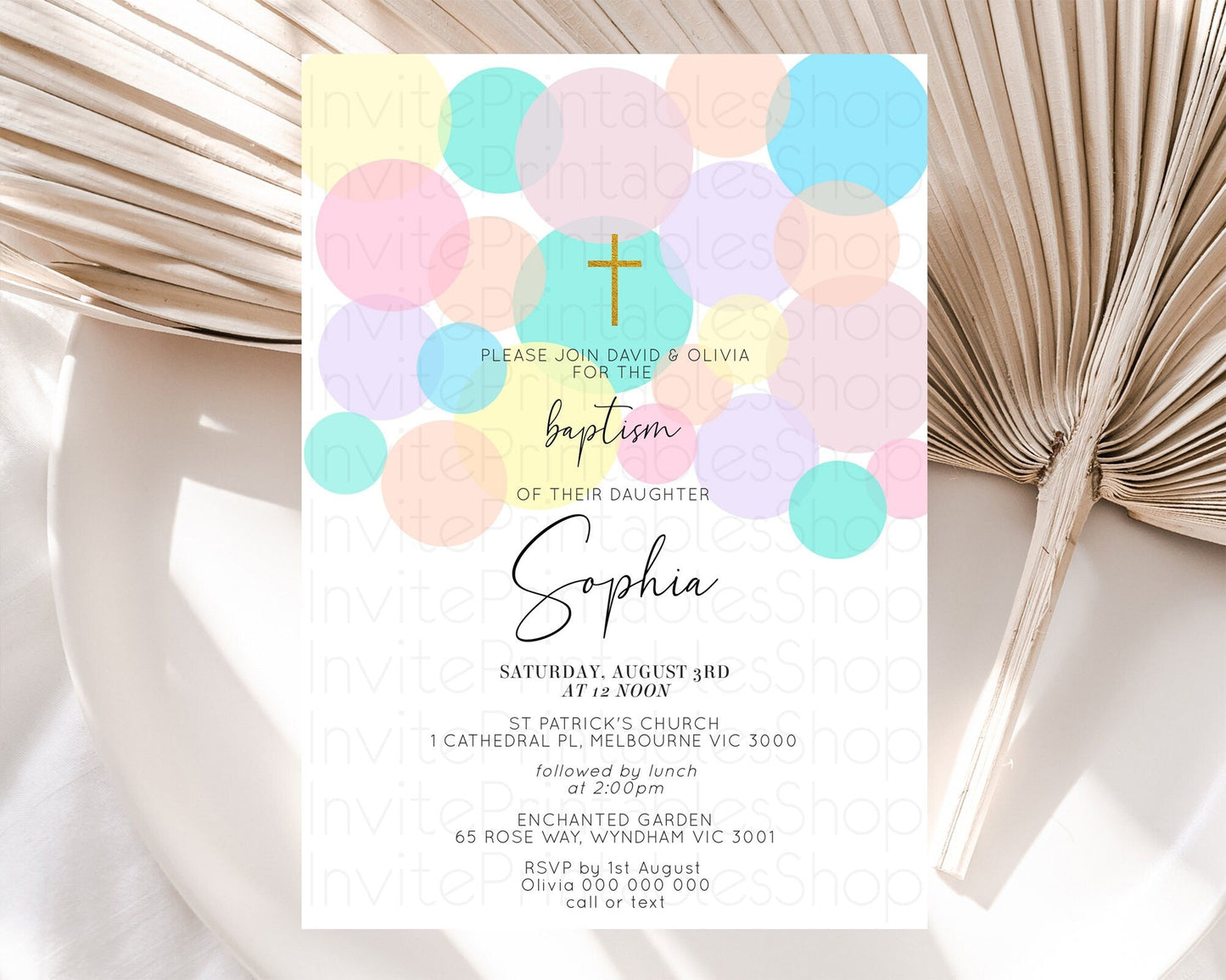 Pastel Baptism Invitation Pastel Confetti Baptism 1st Birthday Invitation Colorful Rainbow Confetti Bubbles Christening Invitation D10784
