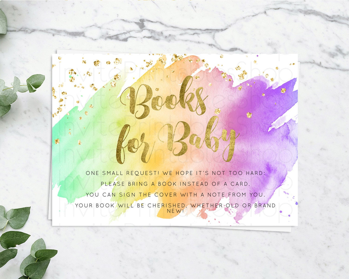 Pastel Books For Baby Card Pastel Rainbow Book Insert Colorful Ombre Watercolor Book Card Confetti Glitter Baby Book Poem Request D10517