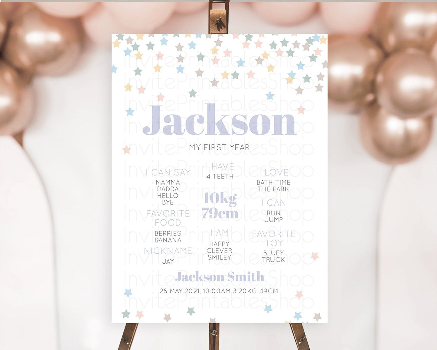 Star First Birthday Milestone Poster Pastel Stars Milestone Shooting Star Rainbow Colorful Confetti Twinkle Little Star 1st Birthday D10795