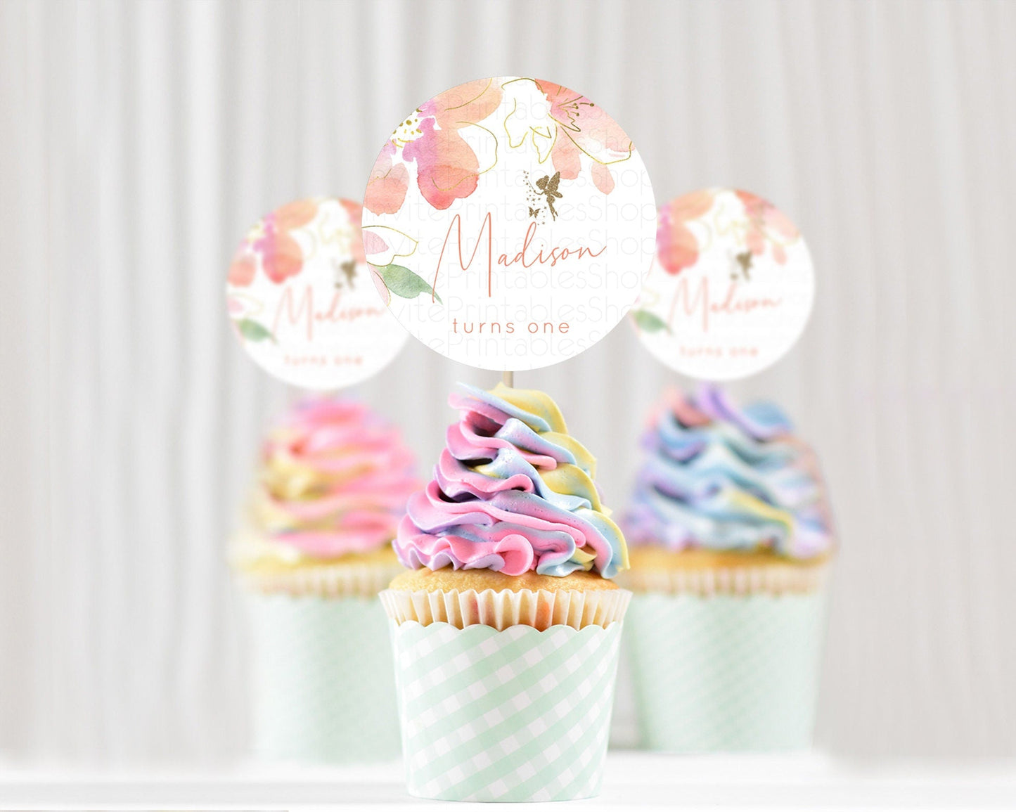 Fairy Cupcake Toppers Pastel Fairy Cupcake Toppers Fairy Floral Garden Cupcake Topper Enchanted Garden Floral Butterfly Party Decor D10934