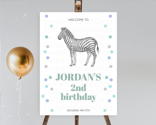 Zebra Welcome Sign Zebra Welcome Board Zebra Welcome Poster Safari Décor Dried Palm Fern Zoo Party Zebra First Birthday Welcome Sign D10856