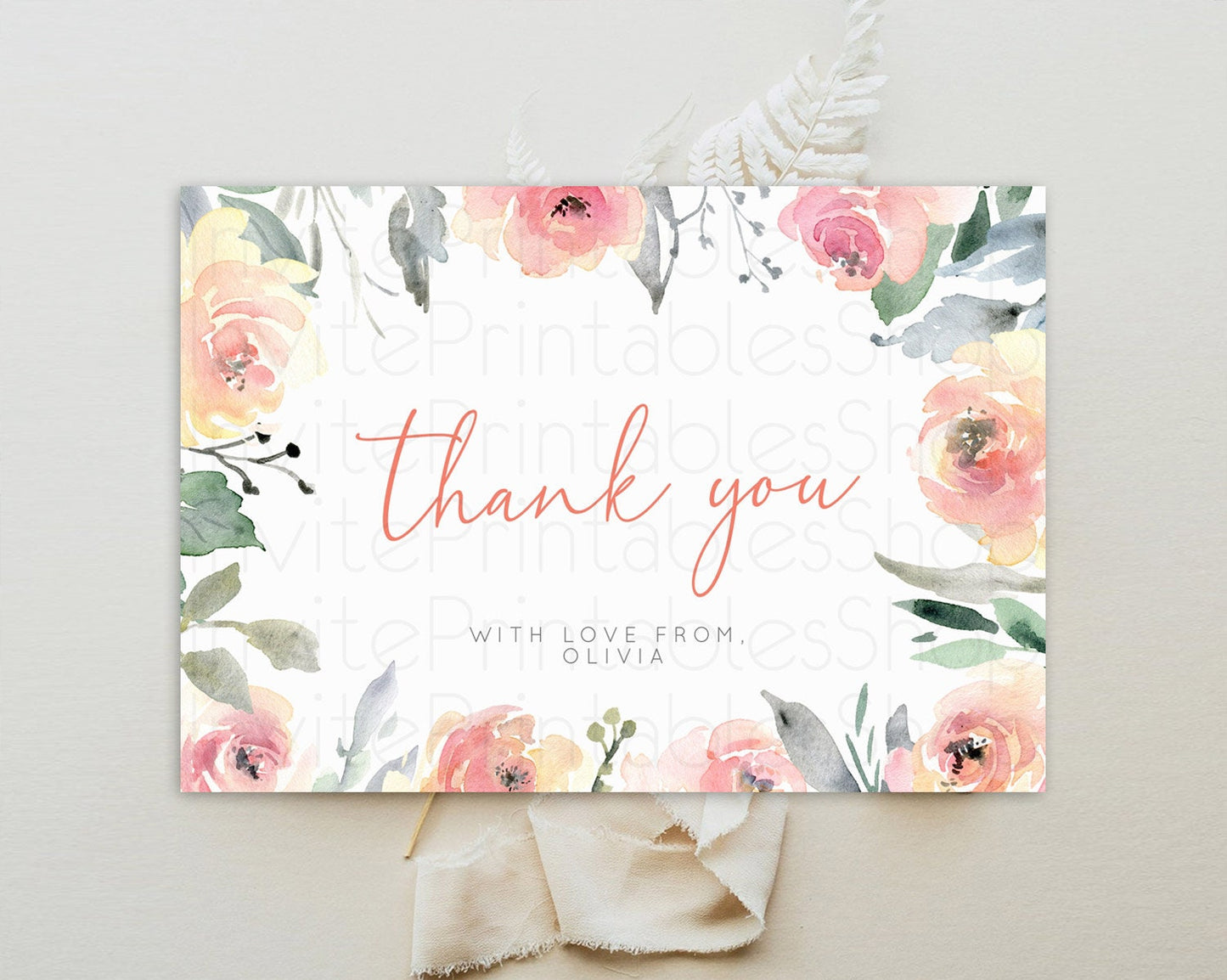 Secret Garden Thank You Wildflower Thank You Card Pastel Flower Garden Birthday Thank You Card Boho Floral Teacher Thank You Card D10778