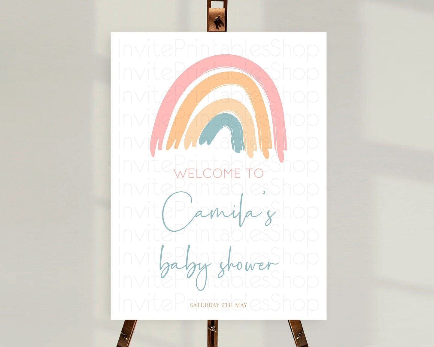 Pastel Rainbow Baby Shower Welcome Sign Boho Rainbow Welcome Board Rainbow Welcome Sign Pastel Welcome Decor Rainbow Welcome Sign D10351