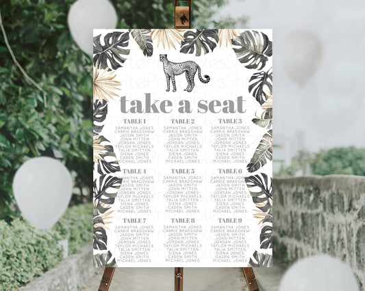 Cheetah Seating Chart Cheetah Seating Sign Cheetah Safari Seating Sign Adventure Cheetah Seating Board Palm Leaf Zoo Take a Seat D10823