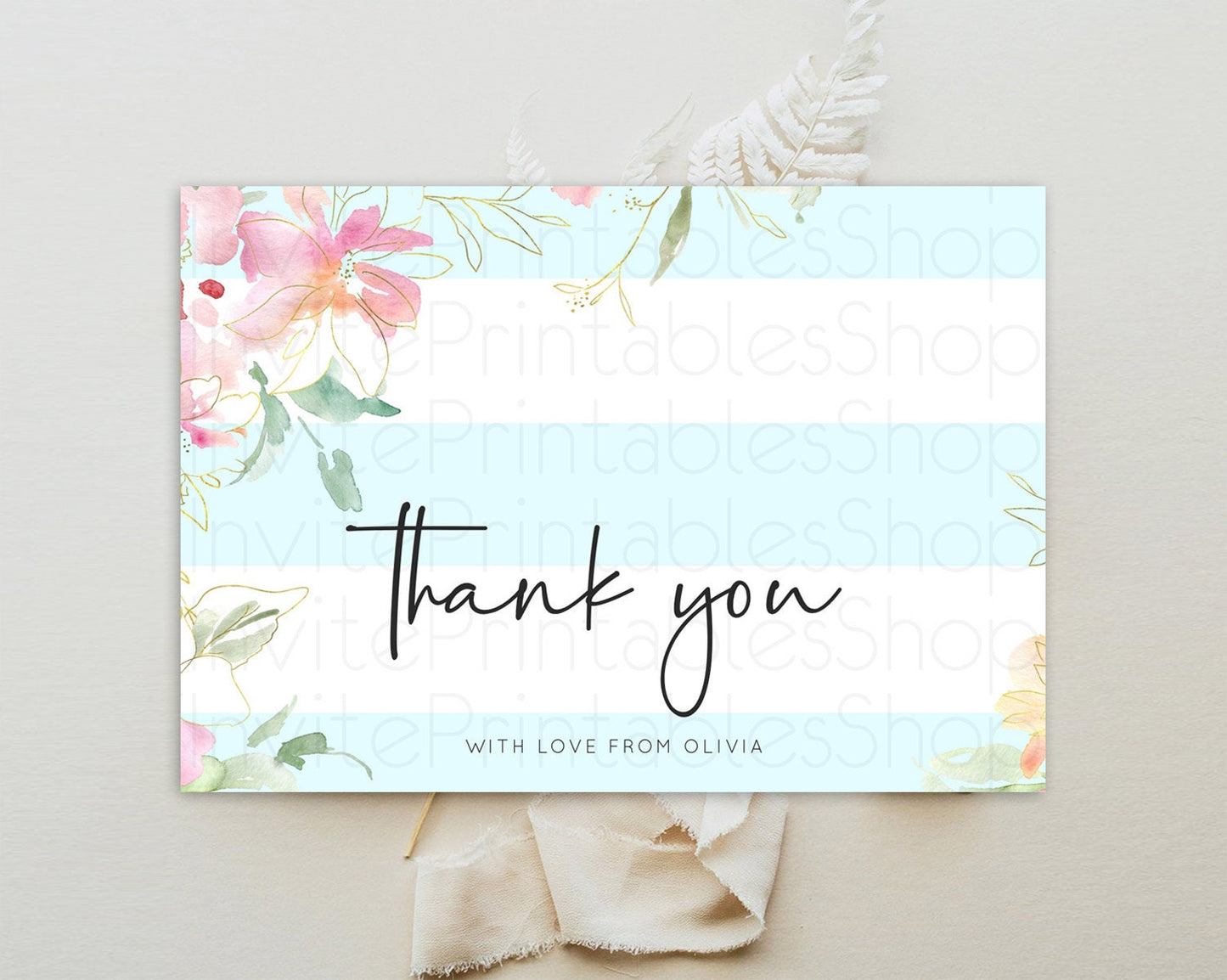 Secret Garden Thank You Wildflower Thank You Card Pastel Flower Garden Birthday Thank You Card Boho Floral Teacher Thank You Card D10303