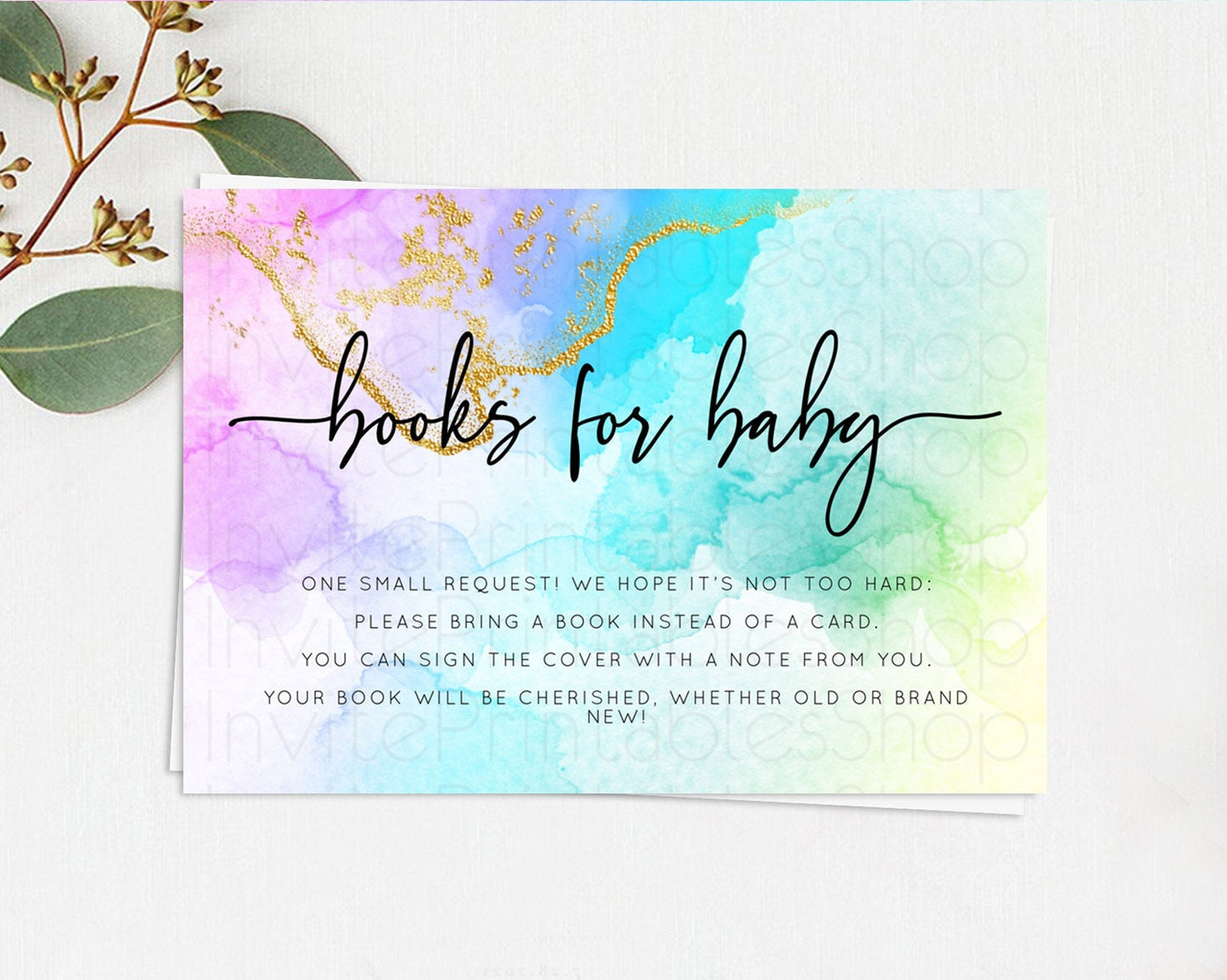 Pastel Books For Baby Card Pastel Rainbow Book Insert Colorful Ombre Watercolor Book Card Confetti Glitter Baby Book Poem Request D10390