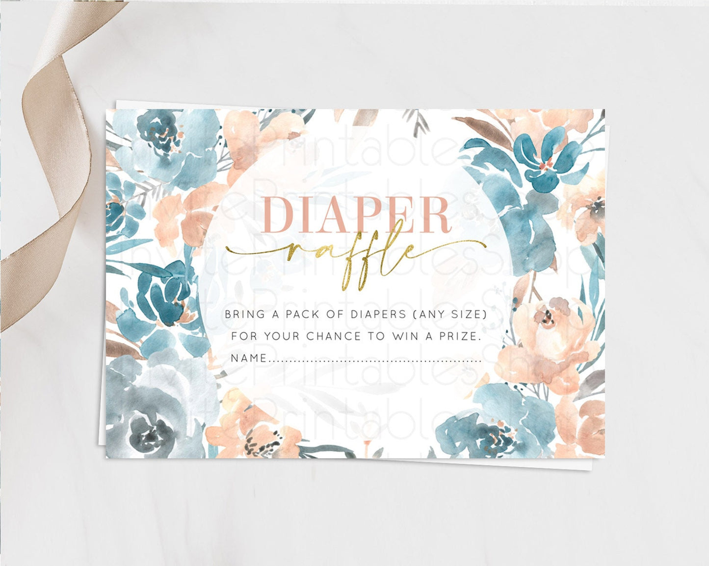 Secret Garden Diaper Raffle Card Boho Wildflower Diaper Raffle Insert Pastel Flower Garden Baby Shower Card Flower Raffle Game D10190