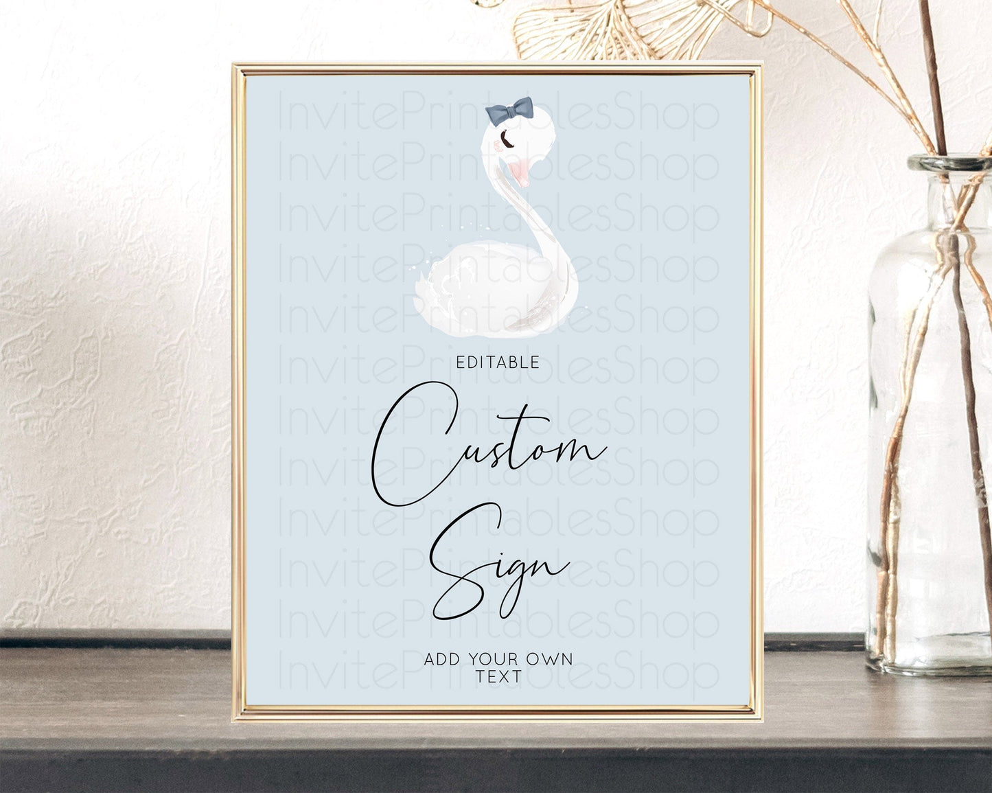 Swan Table Sign Decor Swan Princess Ballet Party Enchanted Swan Lake Secret Garden Pastel Floral 1st Birthday Baptism Baby Shower D10760