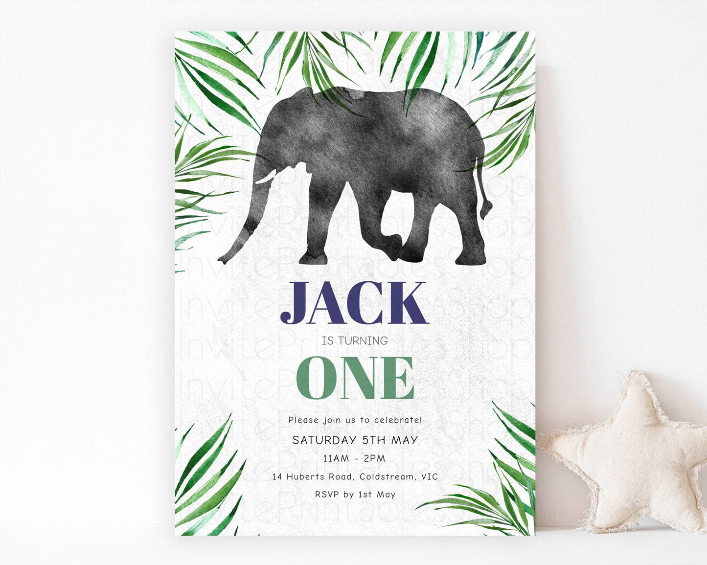 Elephant Birthday Invitation Elephant Invitation Elephant Birthday Safari Elephant Party TWO Wild ONE Jungle Adventure Zoo Birthday D10842