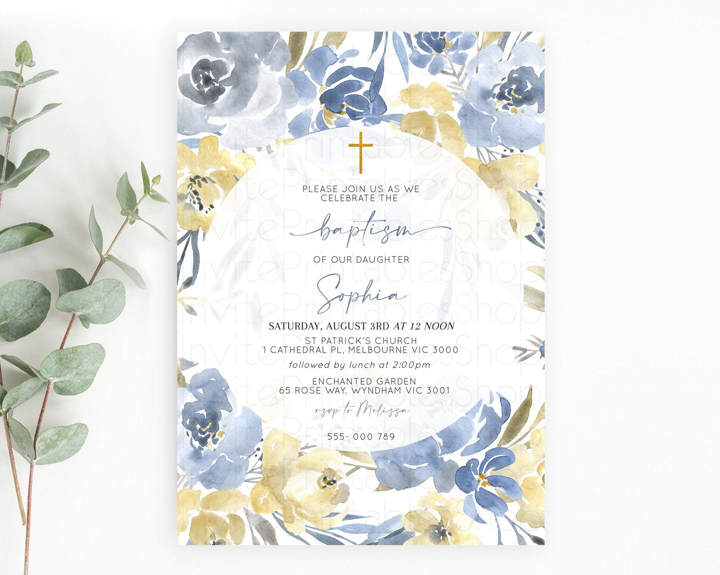 Secret Garden Baptism Invitation Wildflower Baptism Birthday Invite Pastel Flowers Christening Invite Enchanted Garden Boho Floral D10189