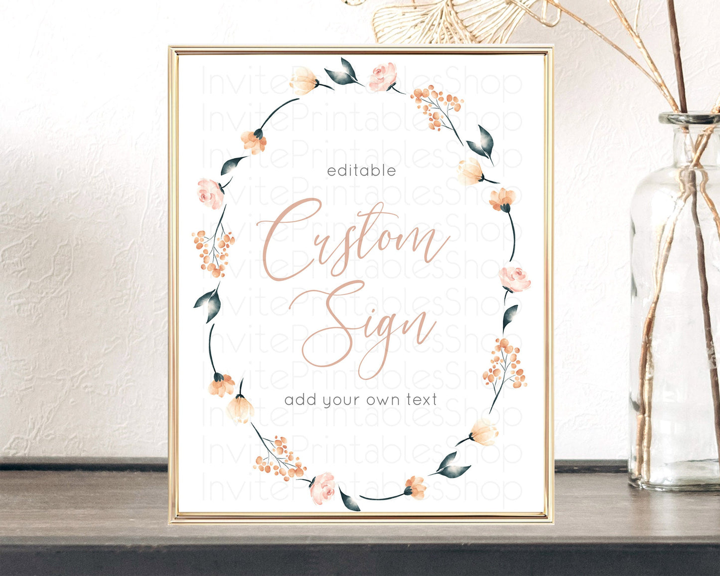 Editable Wildflower Floral Table Sign Decor Secret Garden Sign Template Past