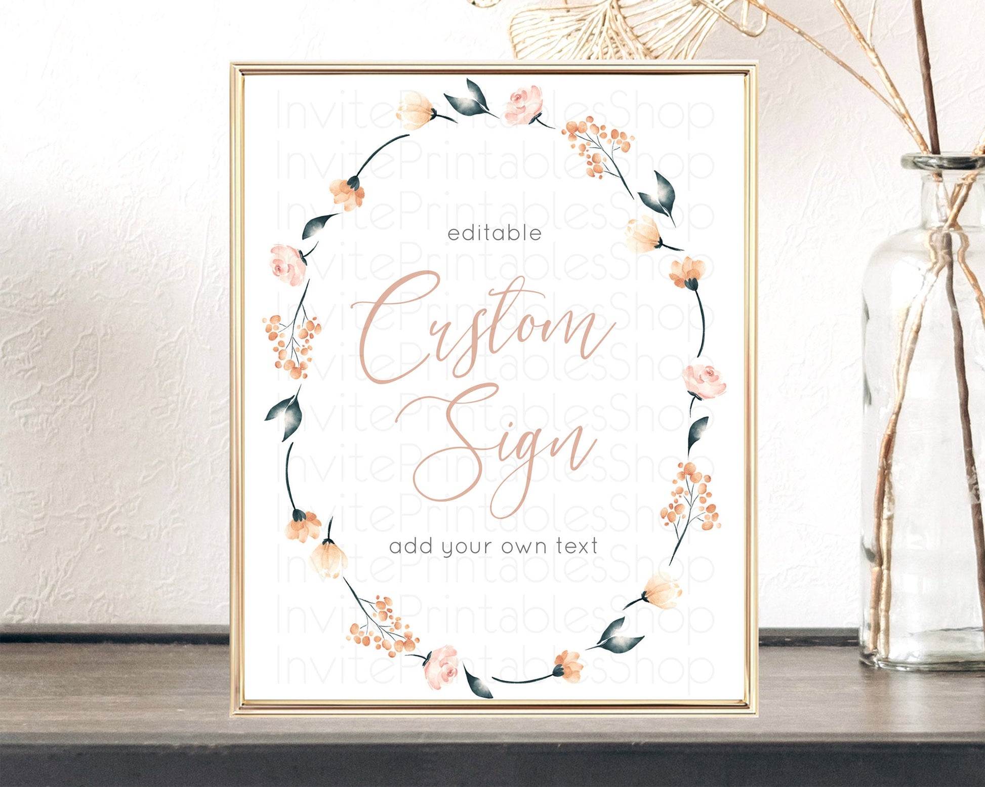 Editable Wildflower Floral Table Sign Decor Secret Garden Sign Template Past