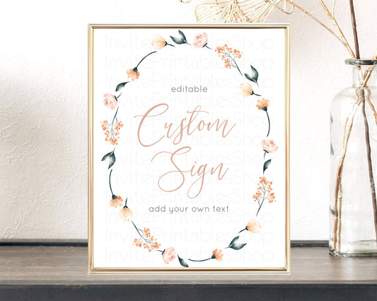 Editable Wildflower Floral Table Sign Decor Secret Garden Sign Template Past