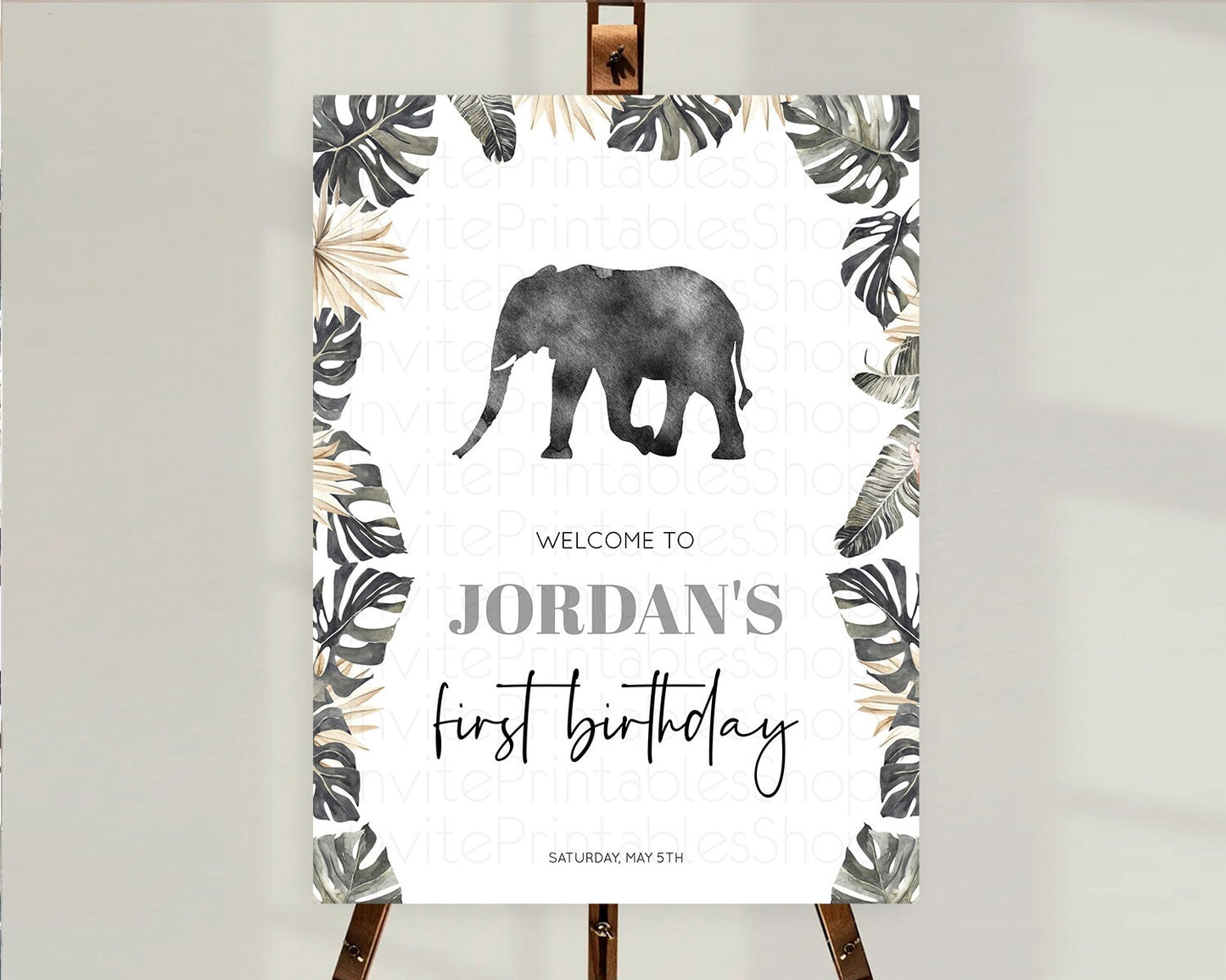 Elephant Welcome Sign Elephant Welcome Board Elephant Party Welcome Poster Safari Party Decor Elephant First Birthday Welcome Sign D10803