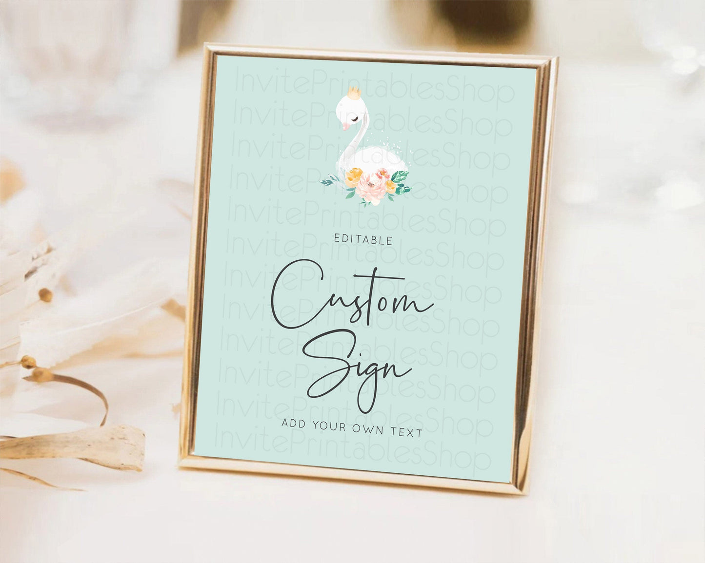 Swan Table Sign Decor Swan Princess Ballet Party Enchanted Swan Lake Secret Garden Pastel Floral 1st Birthday Baptism Baby Shower D10905