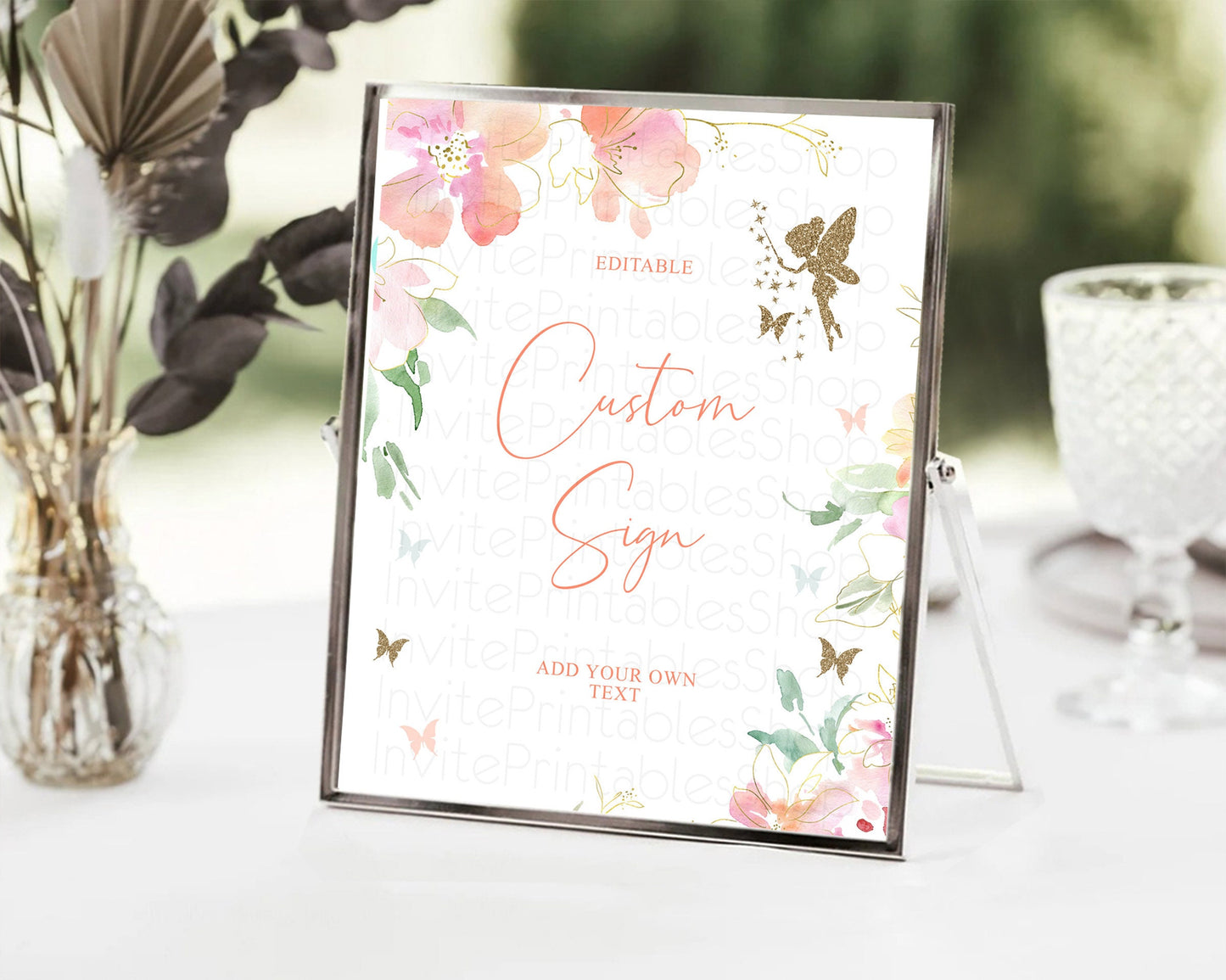 Fairy Sign Enchanted Garden Table Sign Décor Pastel Floral Butterfly Party Secret Garden Birthday Baptism Baby Shower Bridal Shower D10934