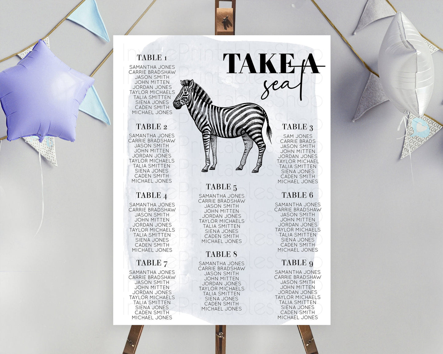 Zebra Seating Chart Zebra Seating Sign Zebra Take A Seating Chart Zebra Safari Adventure Decor Zoo Party Zebra Palm Leaf Décor D10814