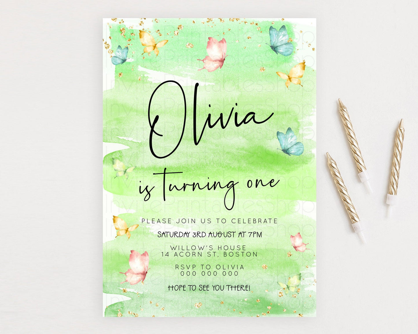 Pastel Butterfly Birthday Invitation Butterfly Birthday Invitation Whimsical Butterfly Enchanted Garden 1st 2nd Birthday Invitation D23187