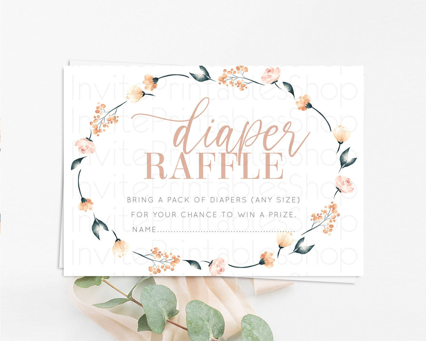 Secret Garden Diaper Raffle Card Boho Wildflower Diaper Raffle Insert Pastel Flower Garden Baby Shower Card Flower Raffle Game D10240