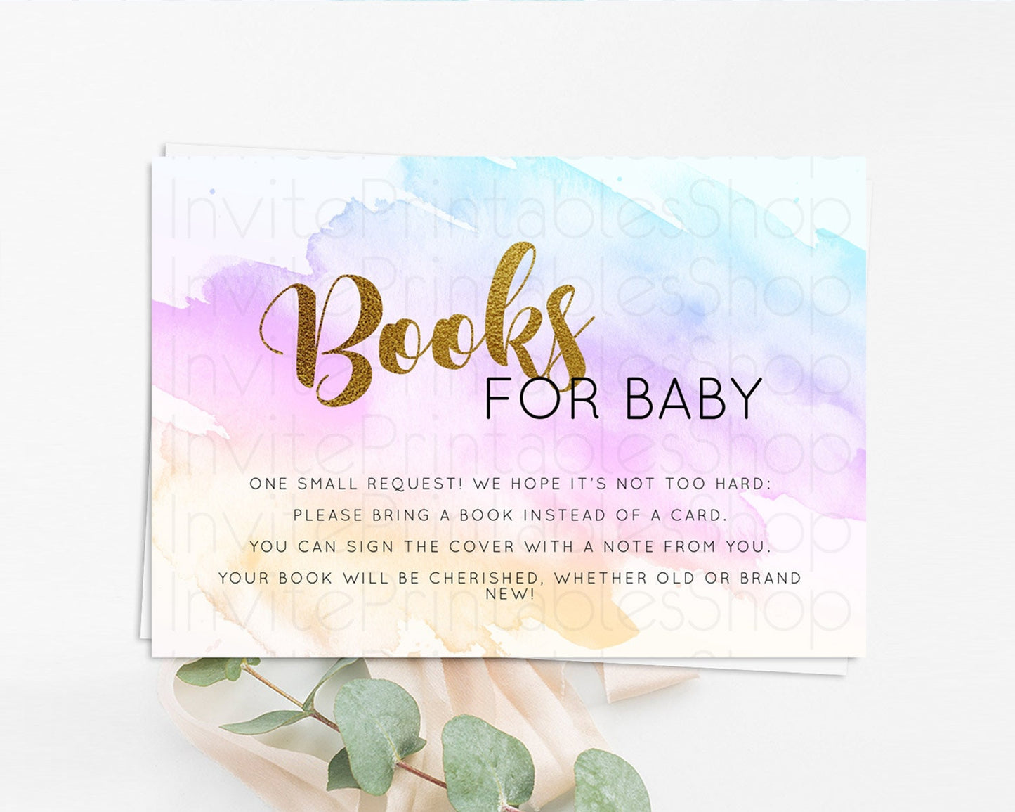 Editable Pastel Books For Baby Card Pastel Rainbow Book Insert Colorful Ombr