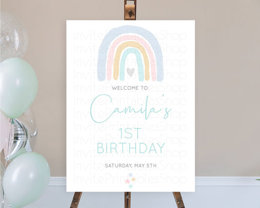 Editable Pastel Rainbow Welcome Sign Boho Rainbow Welcome Board Rainbow Welc