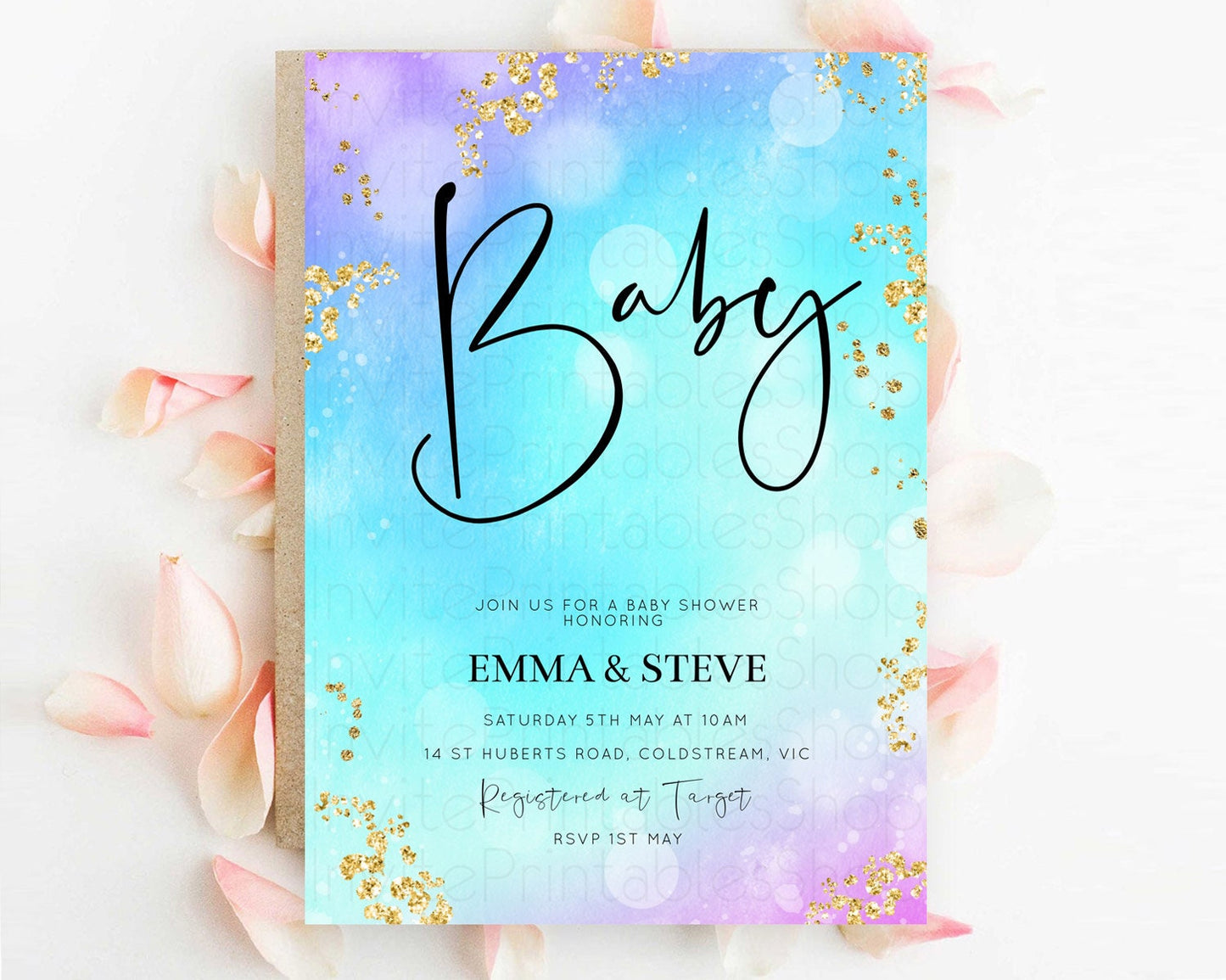 Mermaid Baby Shower invitation Pastel Mermaid Invitation Rainbow Fish Invitation Under The Sea Colorful Pastel Watercolor Invite D10573