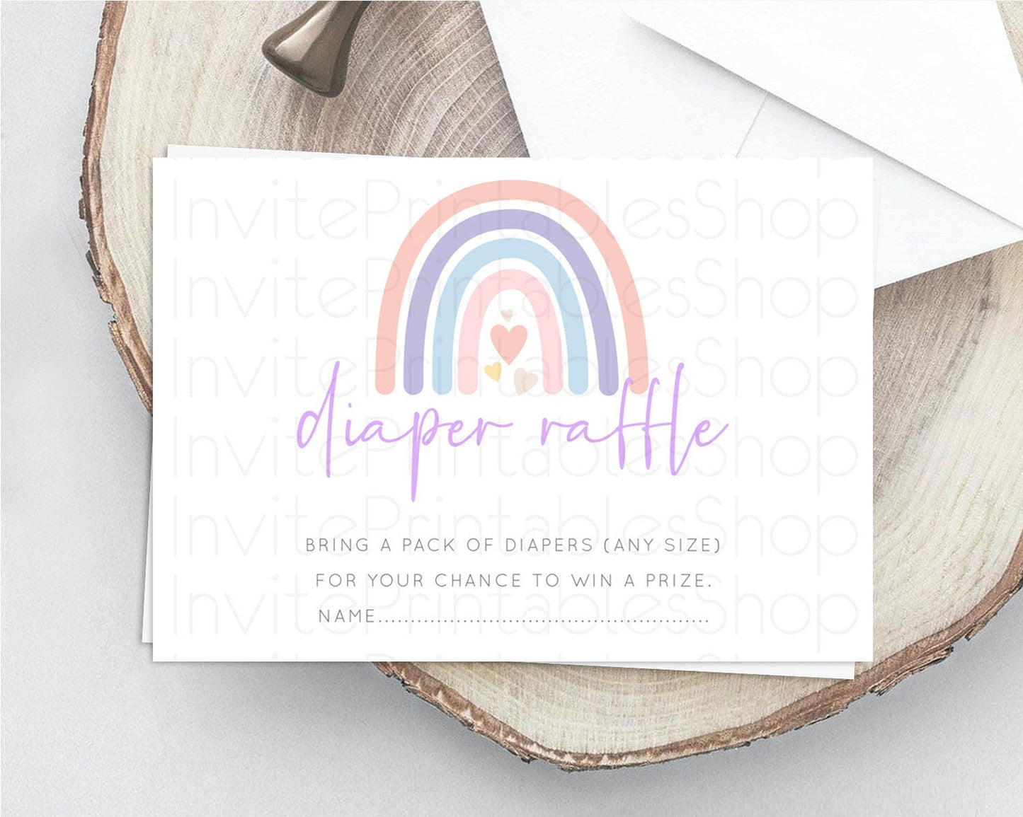 Pastel Rainbow Diaper Raffle Card Boho Rainbow Diaper Insert Boho Rainbow Diaper Ticket Pastel Watercolor Baby Shower Raffle Game D10788