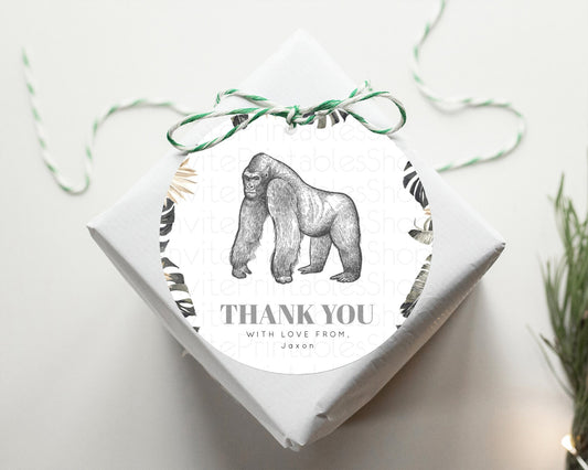 Editable Gorilla Thank You Tags Gorilla Thank You Gift Tags Gorilla Party Fa
