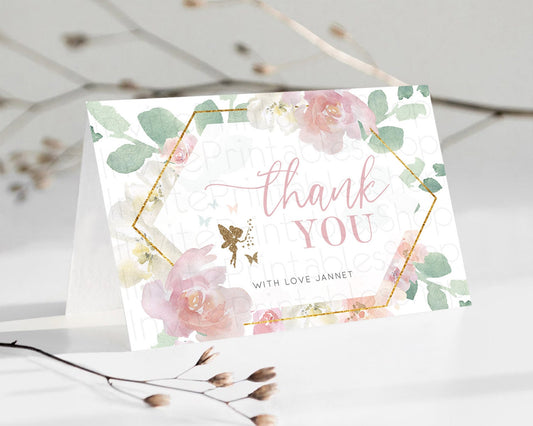 Fairy Thank You Fairy Thank You Card Enchanted Garden Pastel Butterfly Birthday Thank You Floral Secret Garden Teacher Thank You D10965