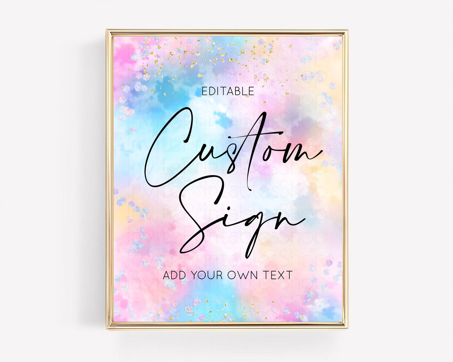 Pastel Rainbow Sign Cards Gifts Sign Table Signs Diaper Sign Book Sign Food Sign Custom Sign Glitter Wedding Birthday Baby Shower 8x10 589v4