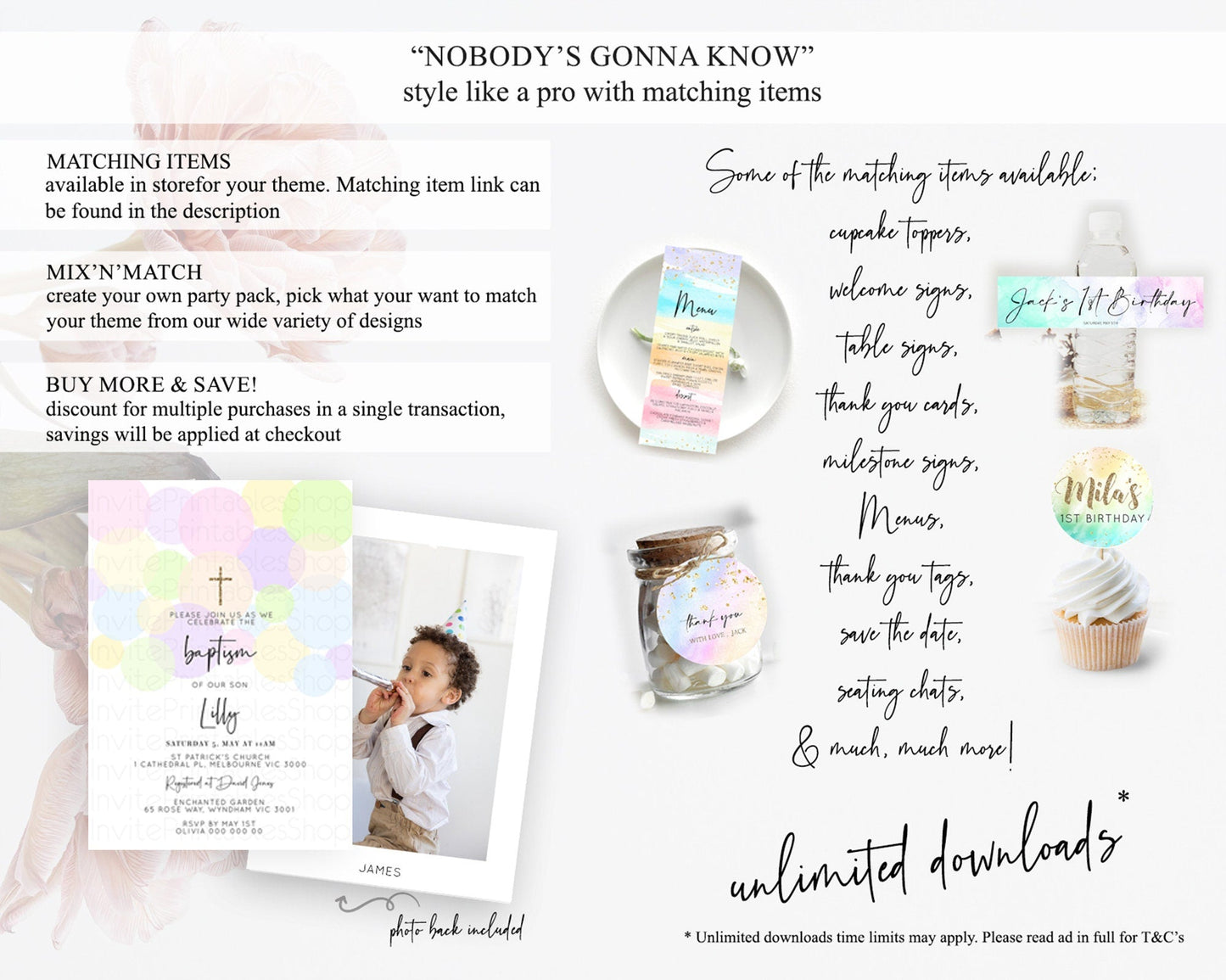 Pastel Baptism Invitation Pastel Confetti Baptism 1st Birthday Invitation Colorful Rainbow Confetti Bubbles Christening Invitation D10229