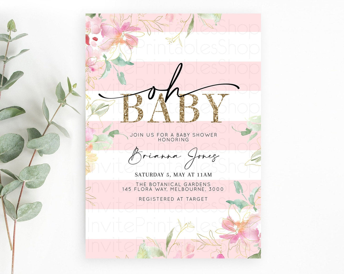 Wildflower Baby Shower Invitation Secret Garden Baby Shower Invitation Pastel Flowers Invite Enchanted Garden Shower Floral Theme D10301