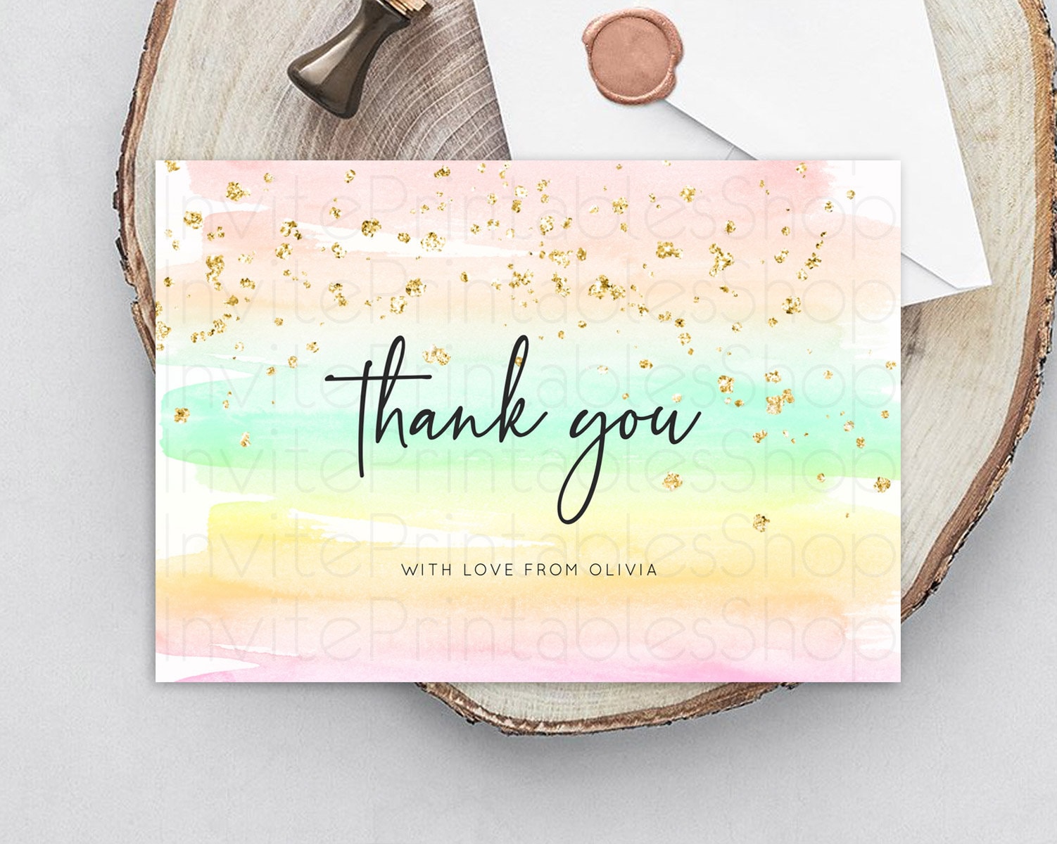 Editable Pastel Thank You Rainbow Thank You Card Colorful Pastel Birthday Th