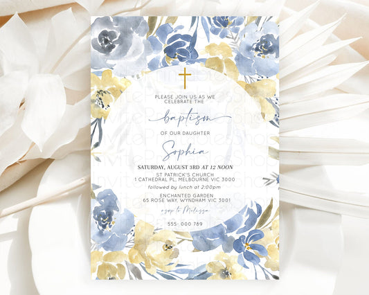 Editable Secret Garden Baptism Invitation Wildflower Baptism Birthday Invite