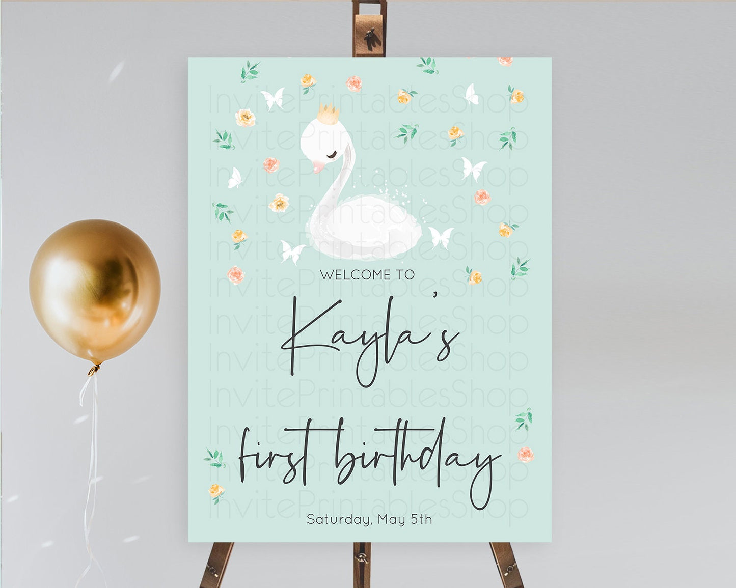 Swan Welcome Board Swan Princess Ballet Welcome Sign Enchanted Swan Lake Secret Garden Pastel Floral First Birthday Welcome Sign D10905