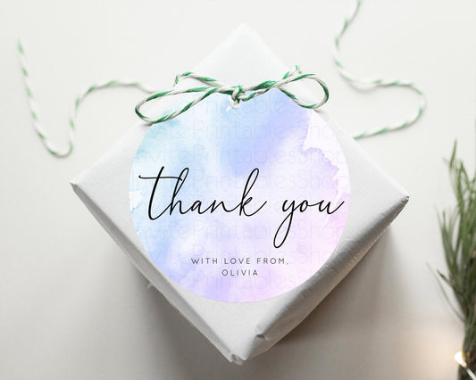 Purple Thank You Tags Purple Watercolor Thank You Gift Tags Pastel Purple Party Décor Watercolor Splash Favor Tag Birthday Thank You D10165