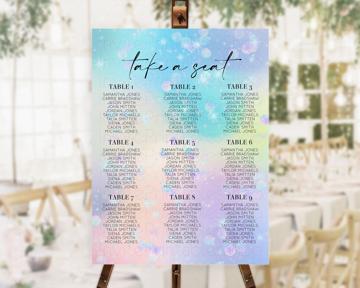 Rainbow Seating Chart Pastel Seating Chart Iridescent Sprinkles Colorful Pastel Watercolor Seating Sign Ombre Pastel Take A Seat D10665